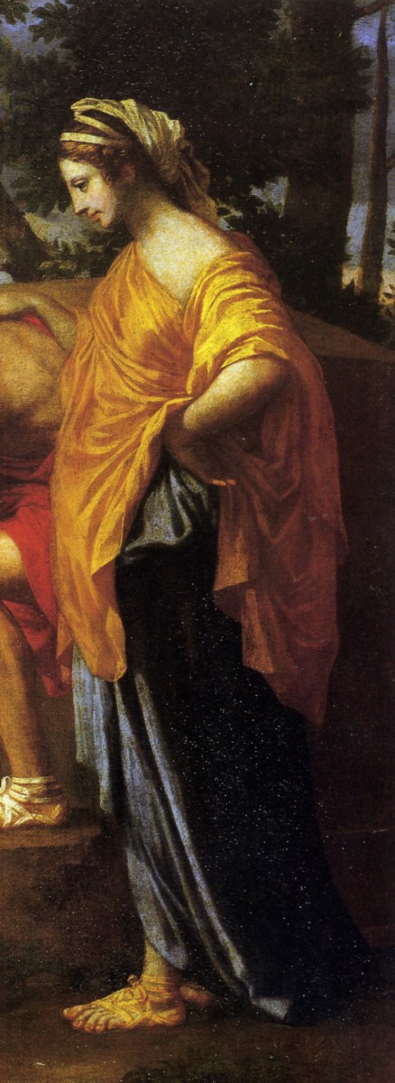 1637 Nicolas Poussin Les Bergers d'Acardie  ou La Felicite sujette a la Mort Detail droit.jpg